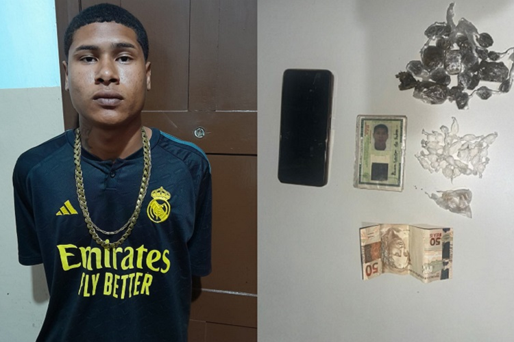 Jovem suspeito é preso com grande quantidade de drogas durante operação da PM